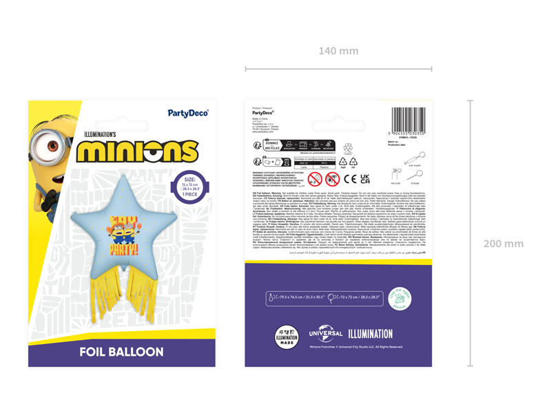 Folienballon, Sternballon, Minions, Party-Dekoration, Folienverpackung