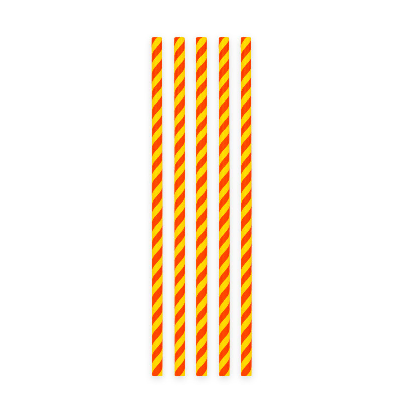 Pailles rayées jaune et rouge, 20 pcs.