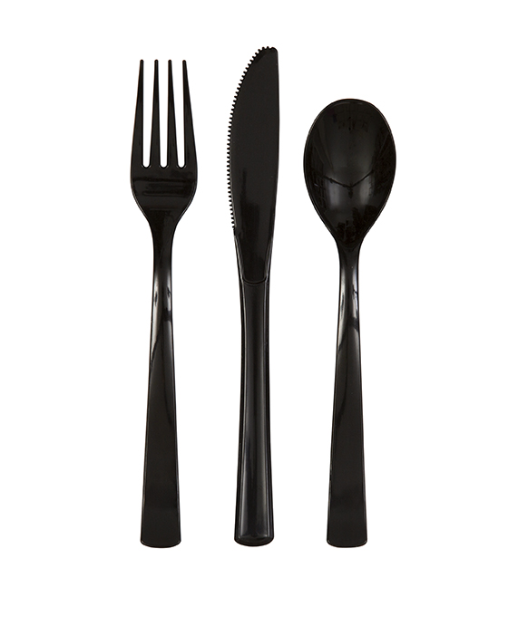 Gabel, Messer, Löffel, Besteckset, schwarz