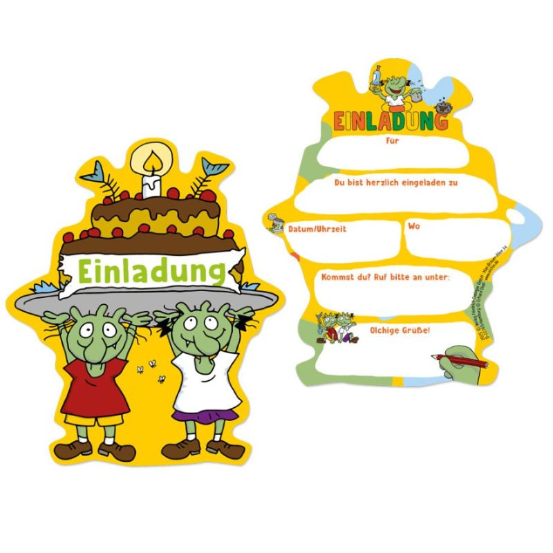 Invitations d'anniversaire Les Olchis, 8 pcs.