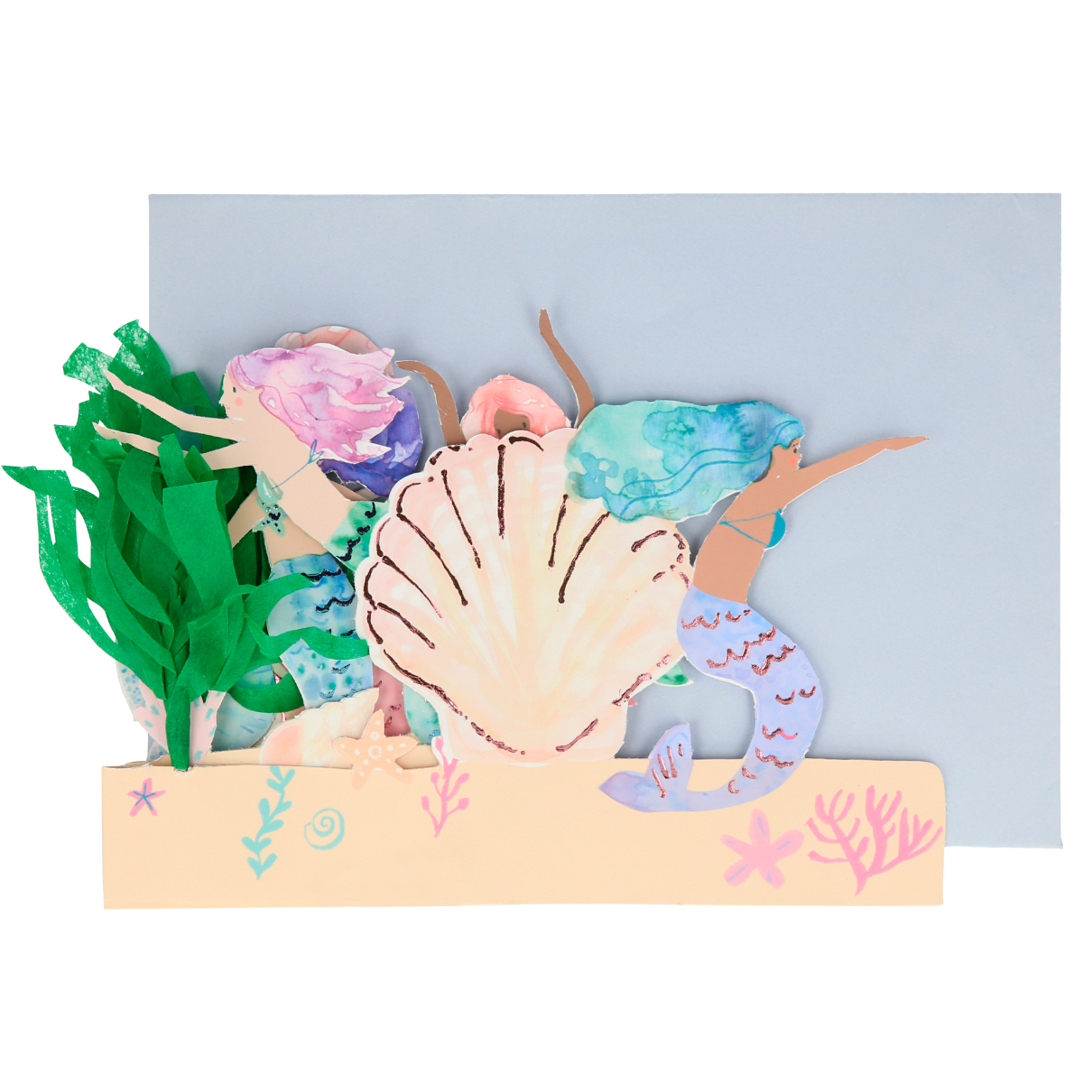 Kunsthandwerk, Unterwasserwelt, Muschelbild, Meeresflora, Collage