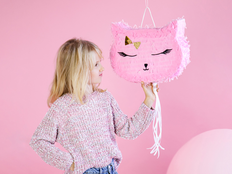 Kinder, Luftballon, Pink, Piñata, Katze