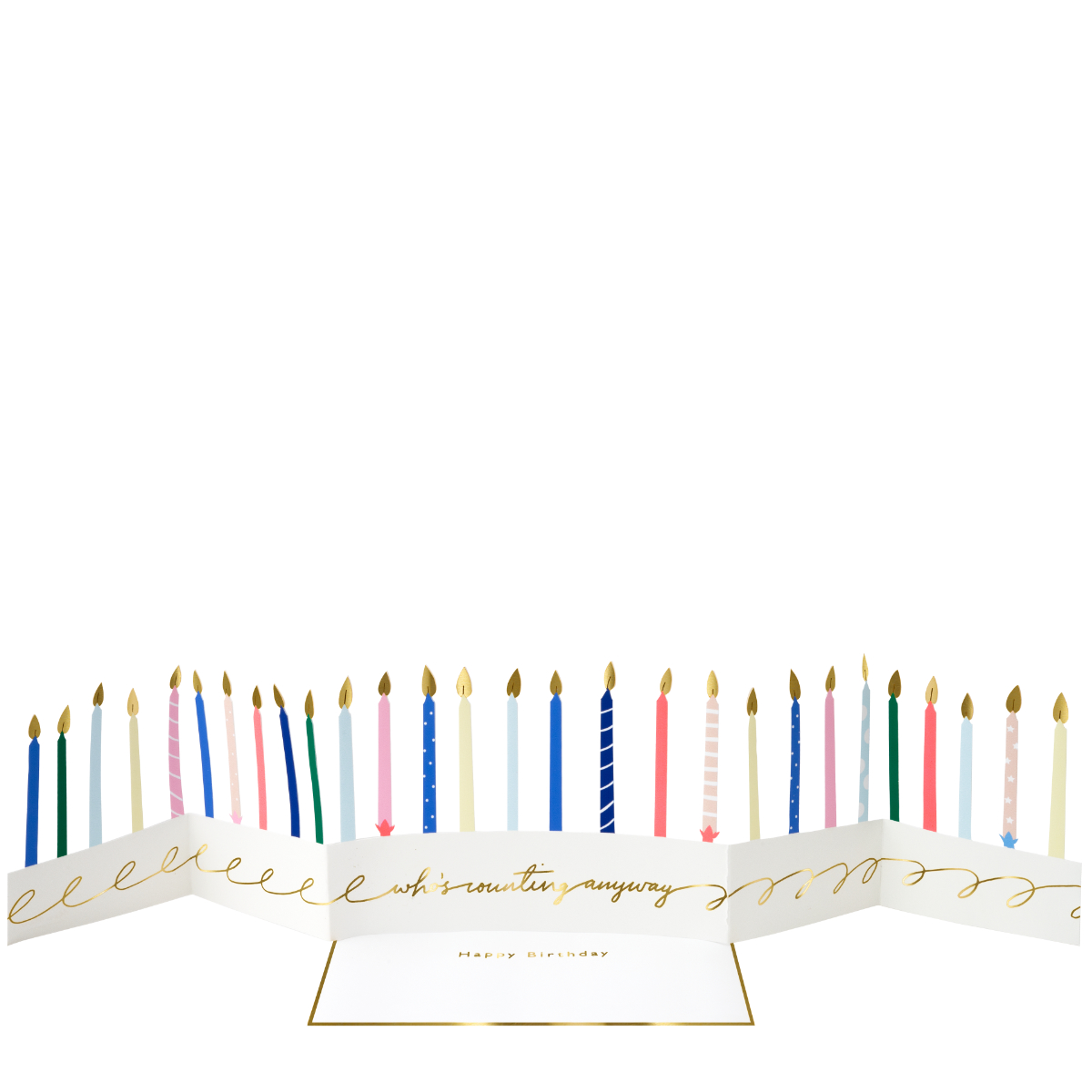 Geburtstagskarte, Aufklappkarte, Kerzen, Bunte Kerzen, Goldene Akzente