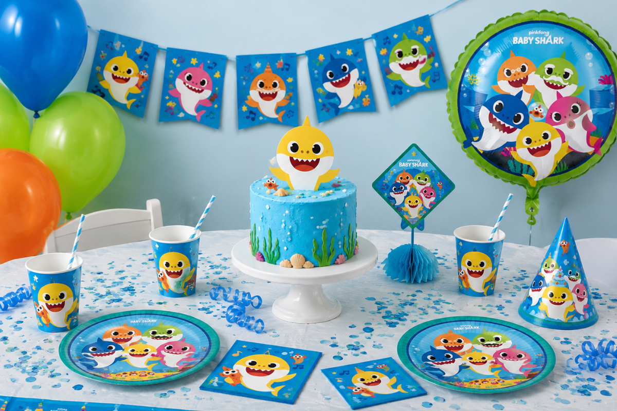 Kindergeburtstag, Shark, Party-Set, Blaulicht, Dekoration