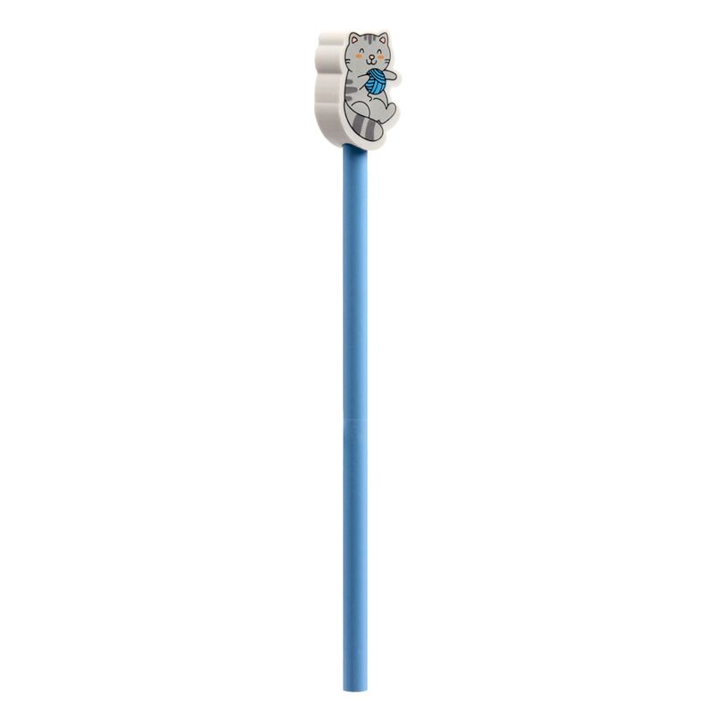 Zahnbürstenstiel, Katzendesign, Bürstenkopf, Kinderzahnbürste, blau