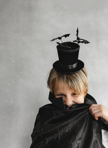 Top hat, Skelettfledermaus Hut, Halloween-Party, Kostümzubehör, Schwarzer Umhang