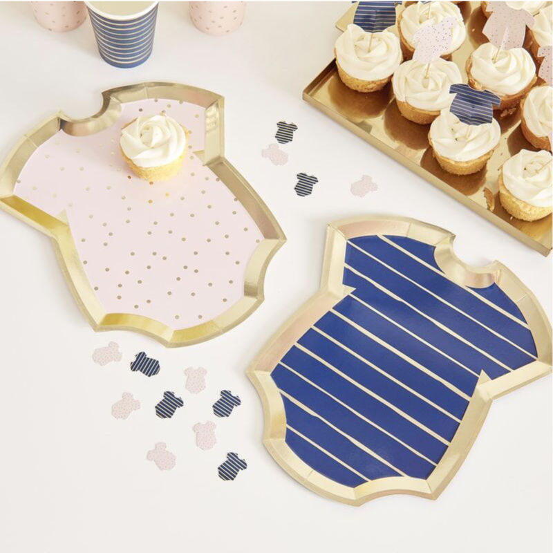 Teller Gender Reveal Gold Rosa & Marineblau