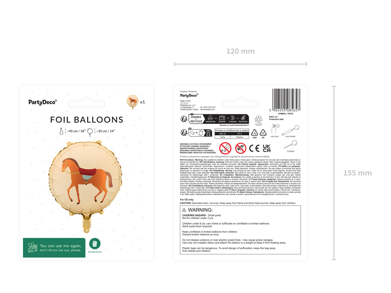 Foil Balloons, Horse, Brown, Balloon, Party decor