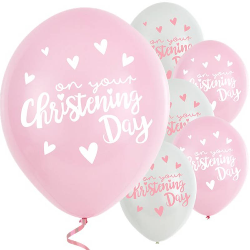 "Ballons Taufe ""Christening"" Rosa, 6 Stk."