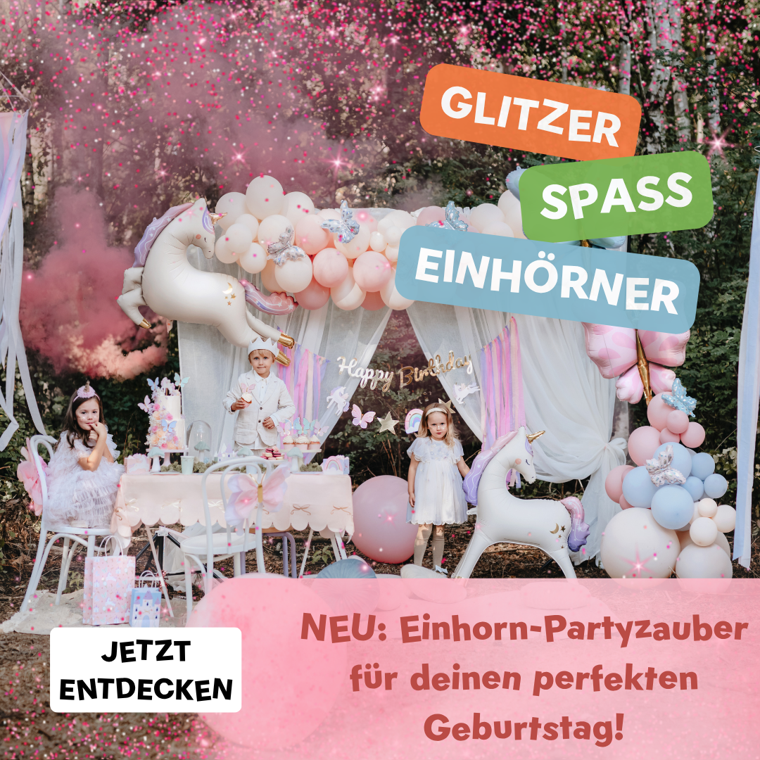 dekoration, geburtstag, ballons, einhorn, partyset