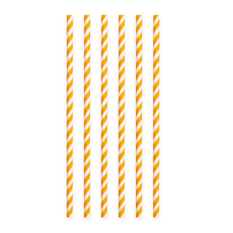 Pailles à boire orange rayé, 20 pcs.