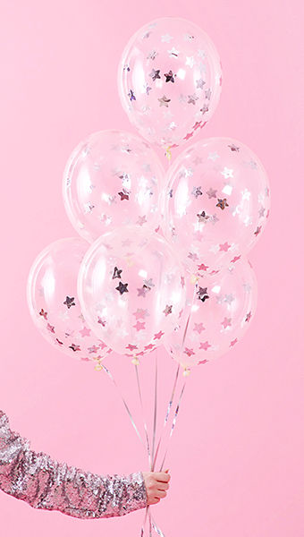 Ballons, Klar transparente Ballons?, Sterne Muster, Sterne, Spiegelnde Sterne