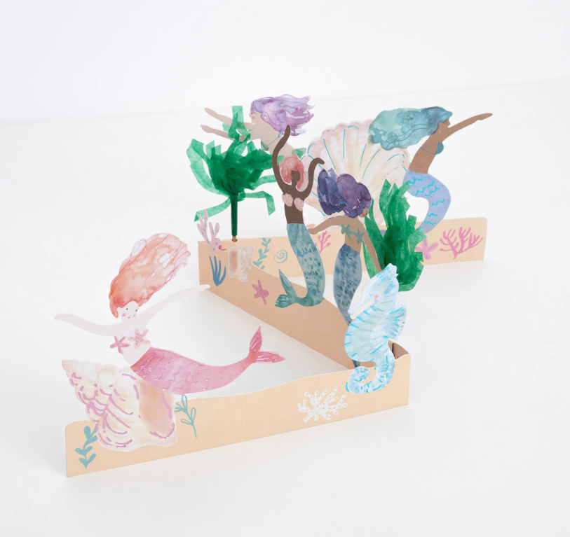 pop-up card, 3D pop-up, Meermädchen, Unterwasser, Papierkunst