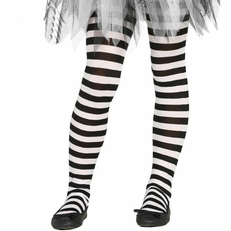 Strumpfhose Weiss mit Streifen