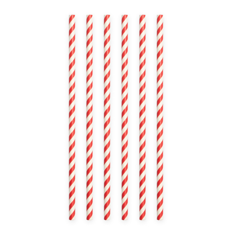 Pailles à boire rouge rayé, 20 pcs.