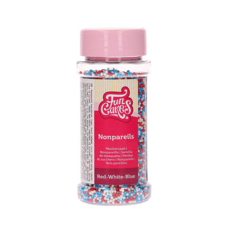 Funcakes Zuckerstreusel Rot-Weiss-Blau, 80 g