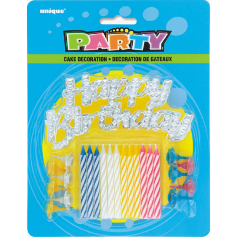 Geburtstagskerzen-Set mit Happy Birthday Deko