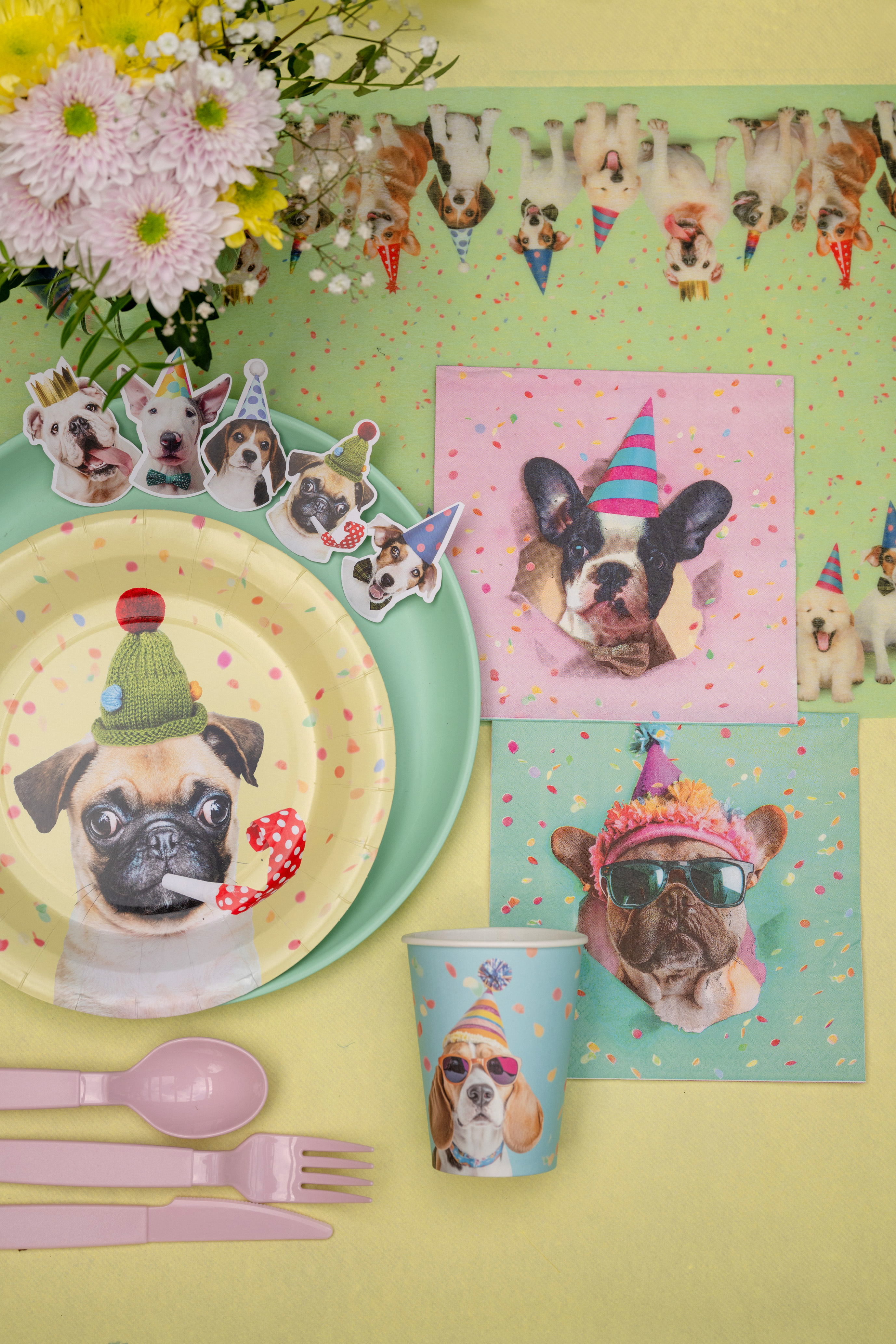 hund, party, Pappteller, Servietten, Dekoration