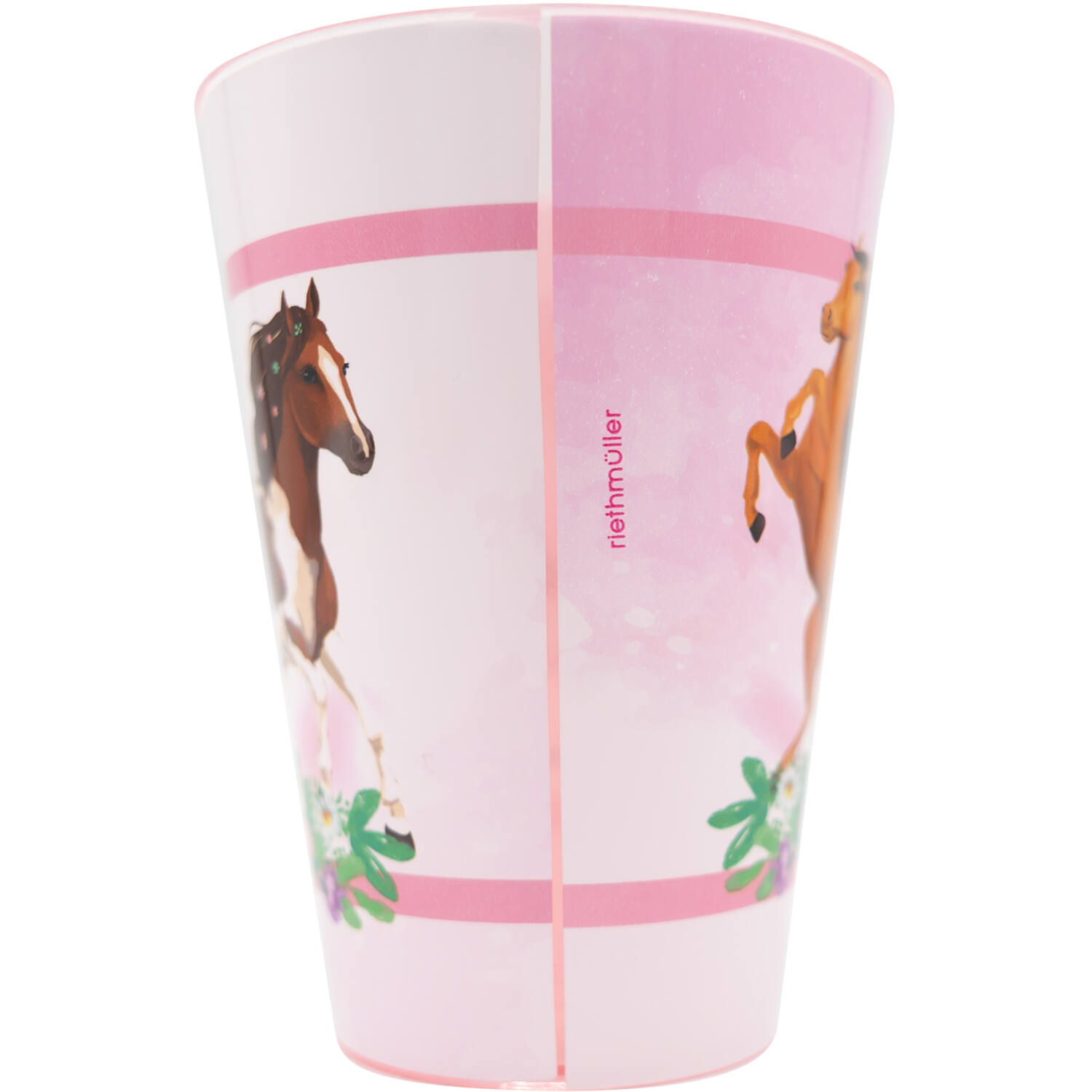 Becher, Pferde, rosa, Tiermotiv, Trinkbecher