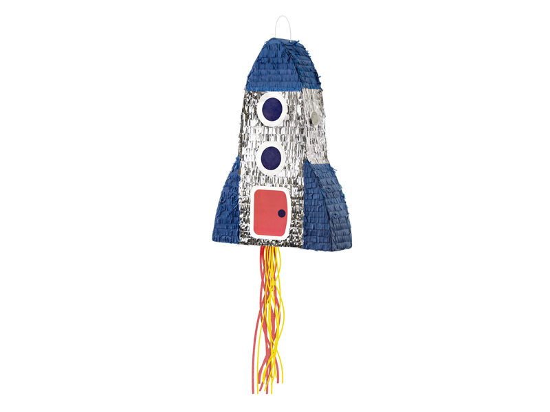 Piñata, Rakete, Blau Silber, Gemustert, Dekorativ