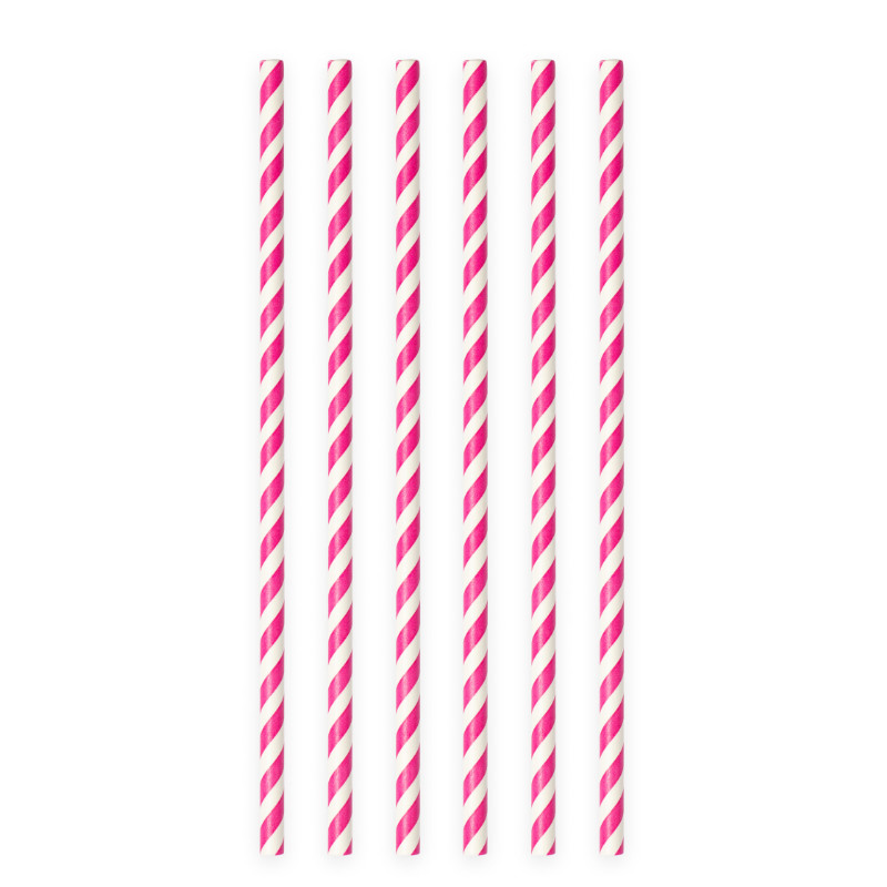 Pailles à boire Hot Pink rayé, 20 pcs.