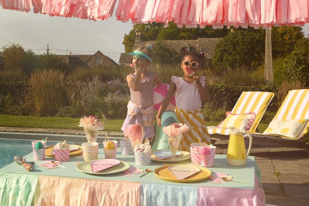 Kinderparty, Sommerfest, Eiscreme, Tischdekoration, Pinke Farben