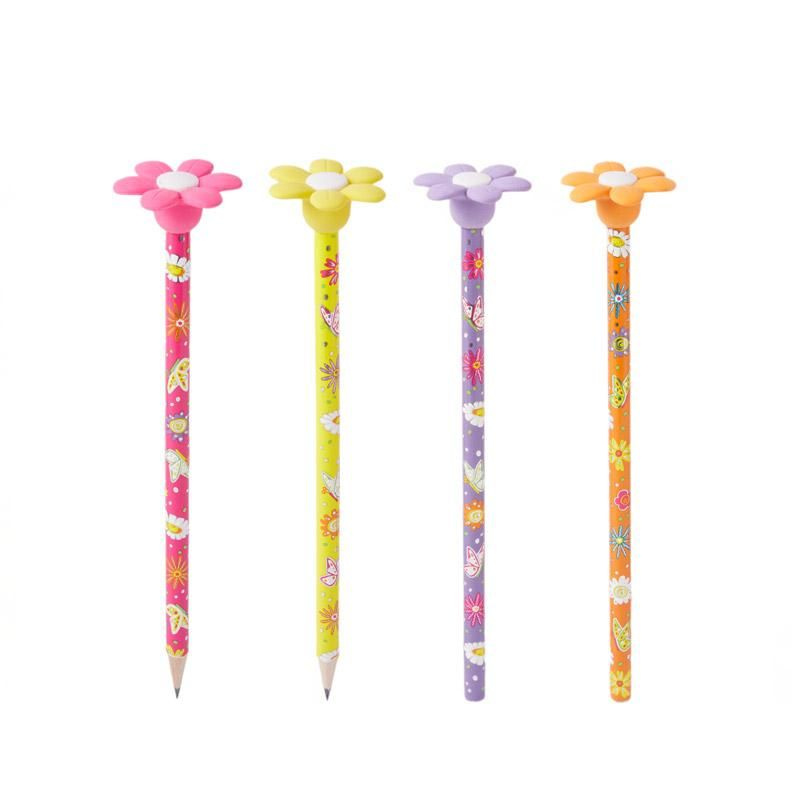 Bleistift mit Radiergummi Blume, 1 Stk. assort.