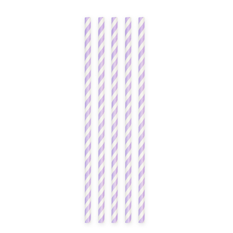 Pailles à boire lavande rayée, 20 pcs.