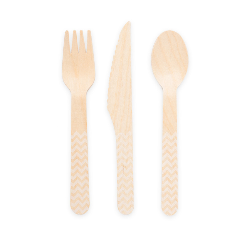 Couverts en bois Blanc, 18 pcs.