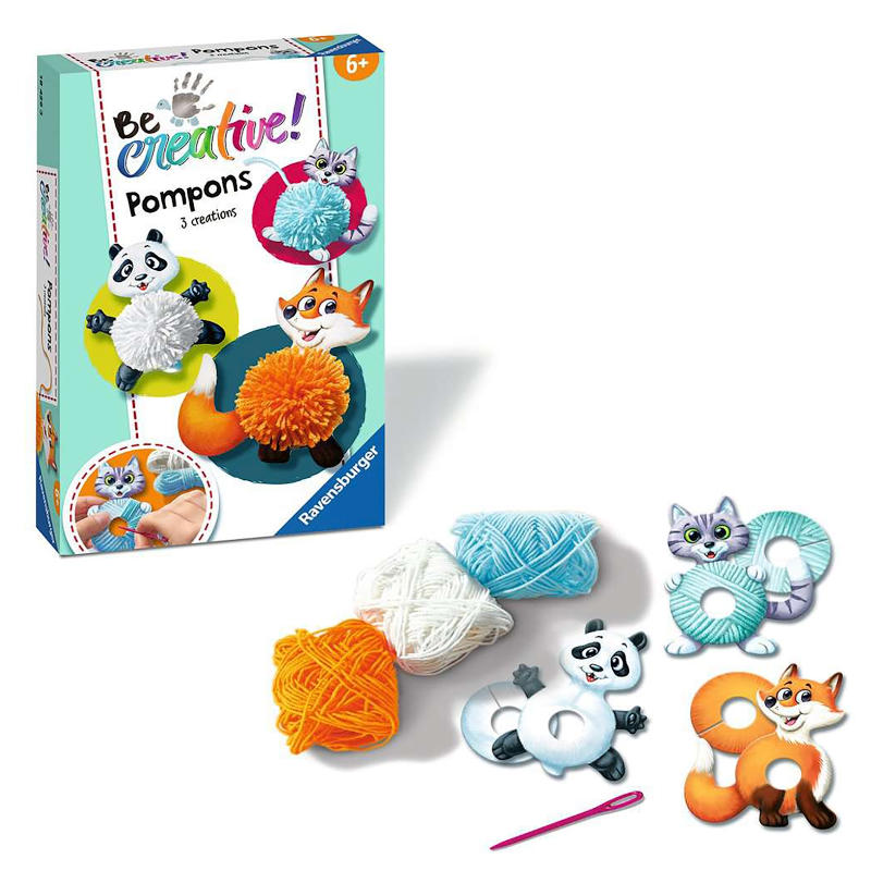 Kindergeburtstag-Bastelset_BeCreative_Pompon_Tiere_3_Stk_1
