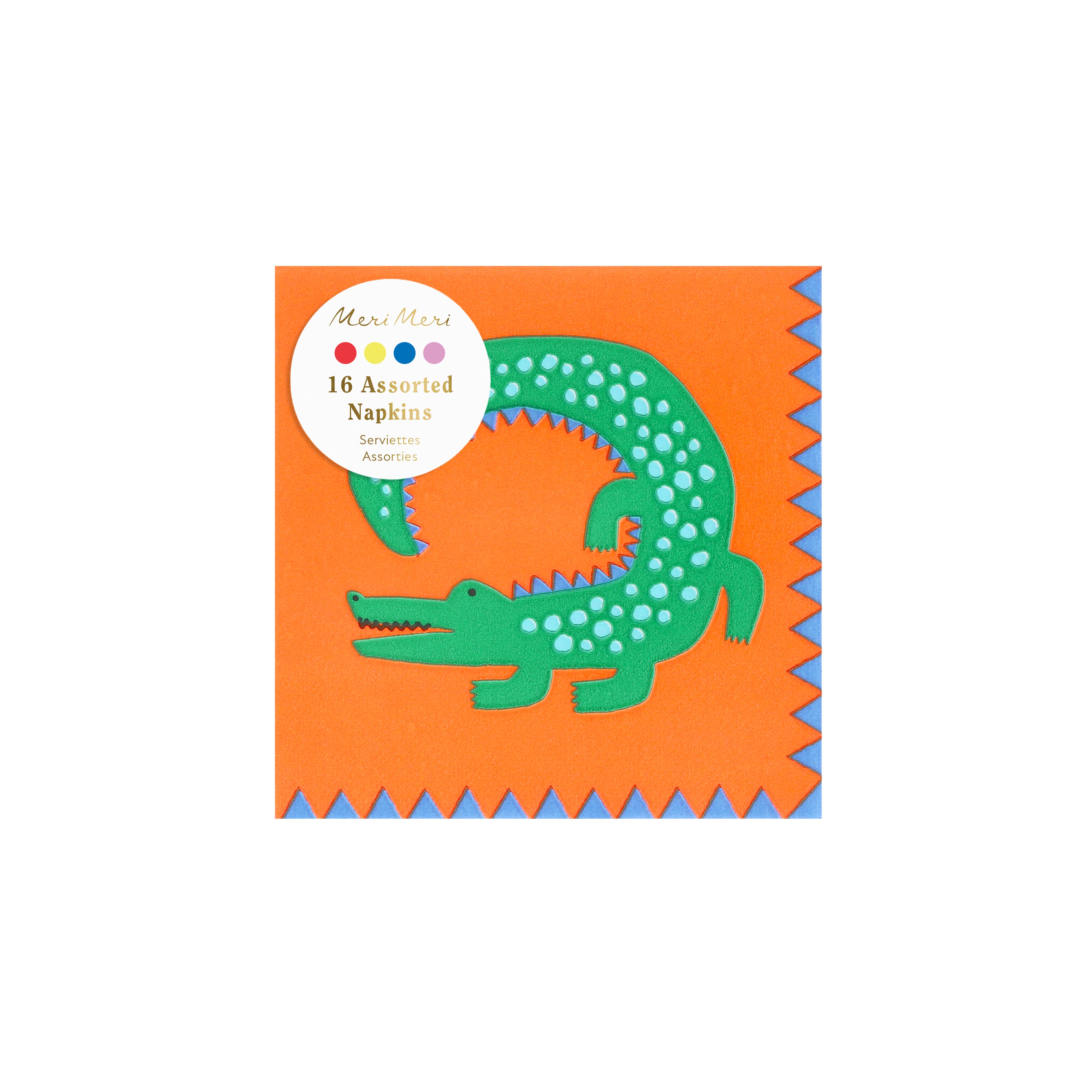Napkins, Krokodil, Grünes Krokodil, Oranger Hintergrund, Verschiedene Farben