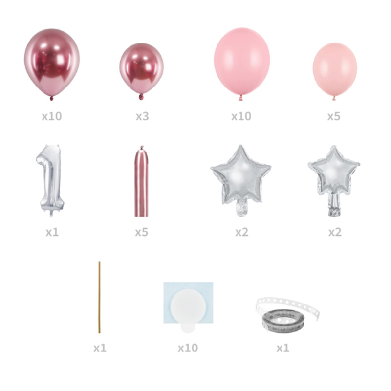 Kindergeburtstag-Ballonbogen_pink_Zahl_1_1