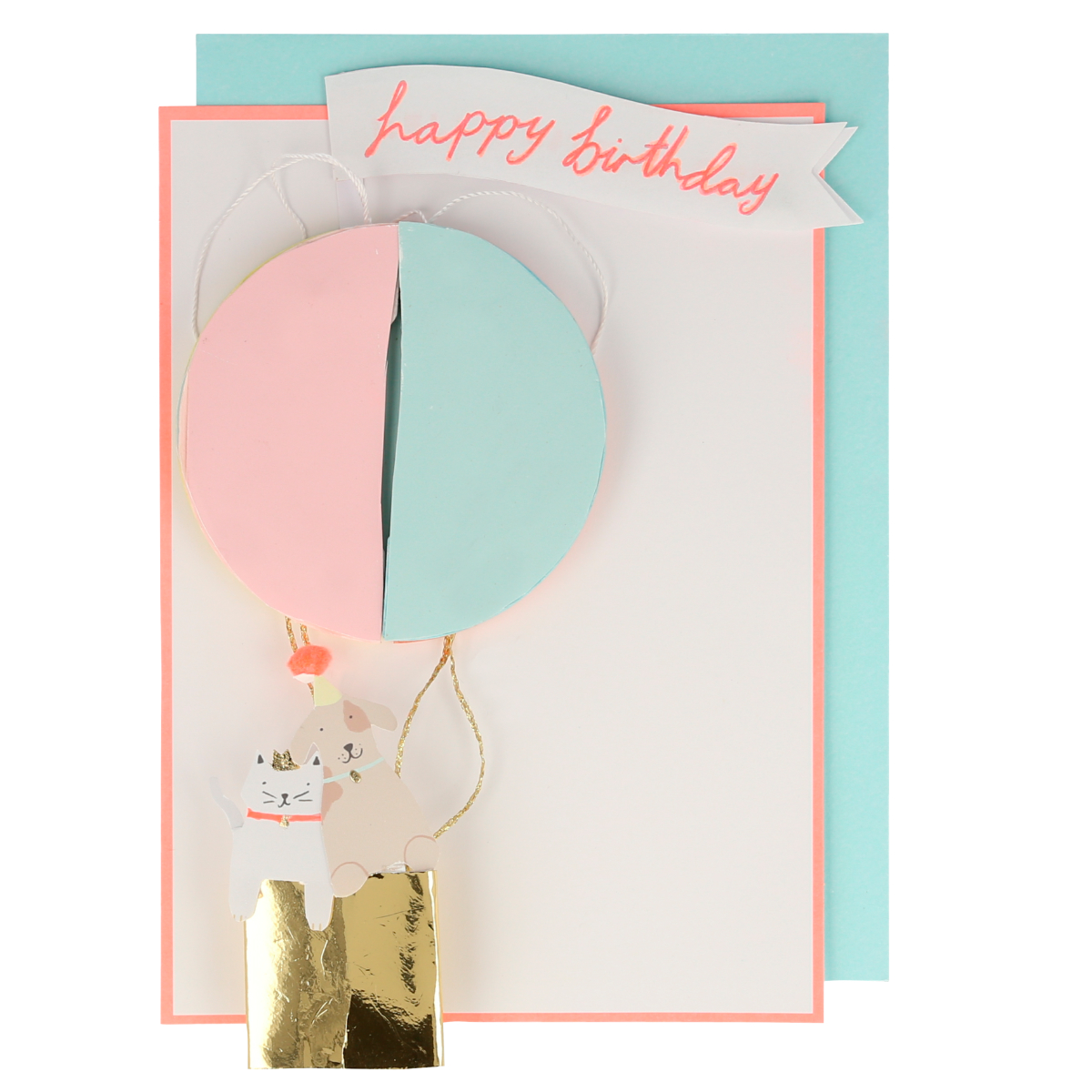 Geburtstagskarte, Ballon, Pastell, Kleeblatt, Girlande