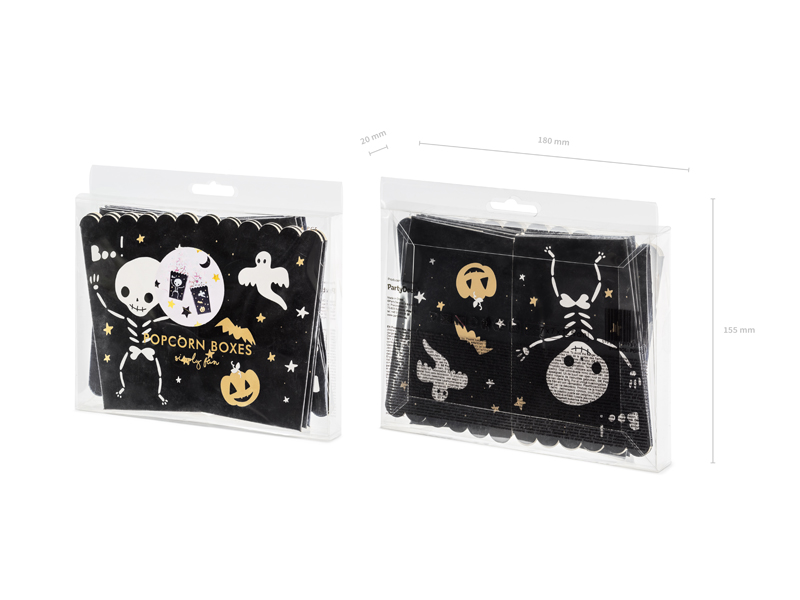 Popcorn Boxes, Schwarz, Halloween, Skelett, Geist, Kürbis