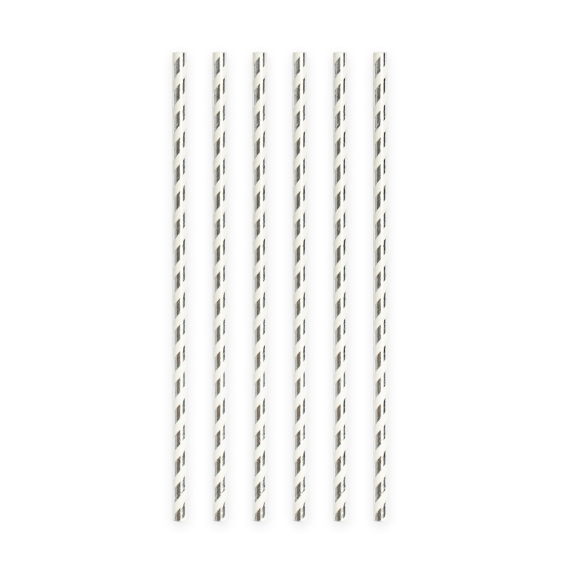 Pailles à boire argent rayé, 20 pcs.