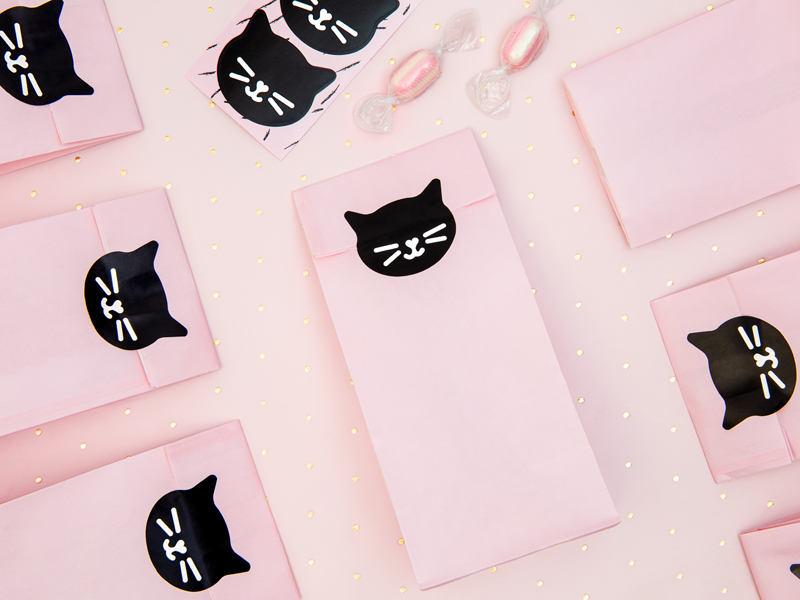 Geschenkverpackung, Briefumschlag, Katzengesicht, rosa, verzieren