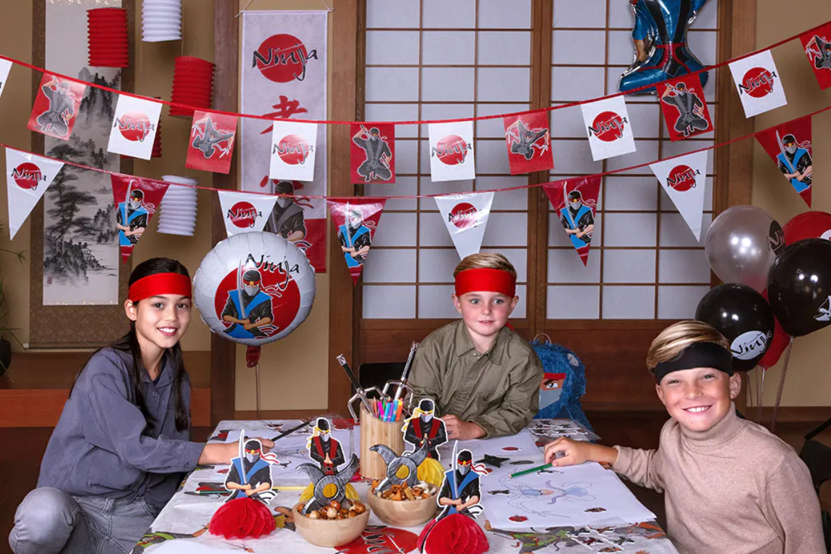 Ninja Dekoration, Kostüm-Party, Papierlaternen, Ballon Dekor, Kinder Party