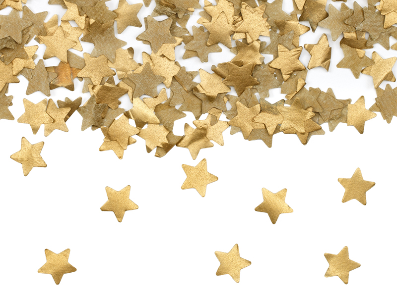 goldene Sterne, Sternen-Konfetti, Sterne aus Folie, Sterne aus Papier, Dekorstern
