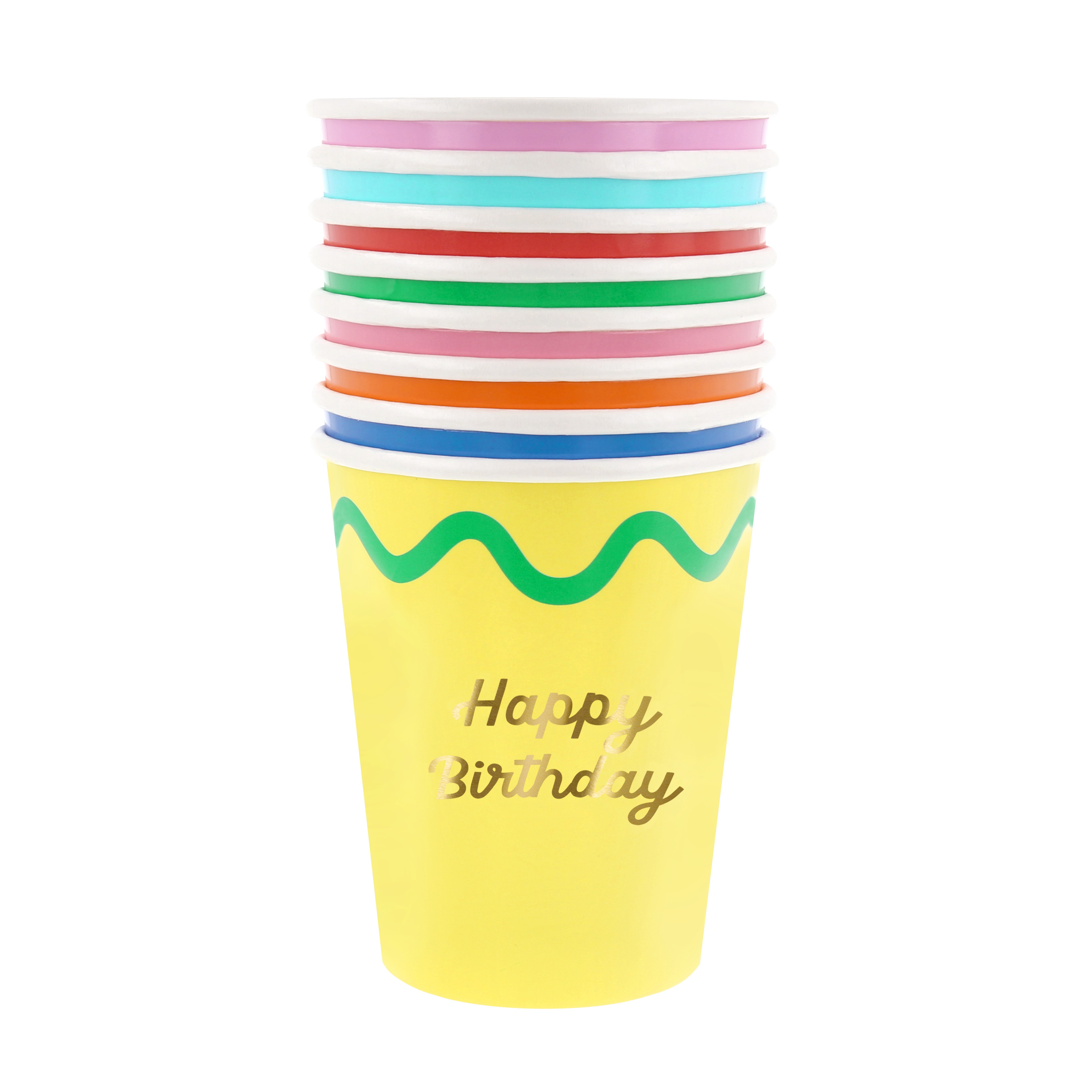 Birthday cup, Pappbecher, bunte stapel, Dekorationsbecher, Happy Birthday