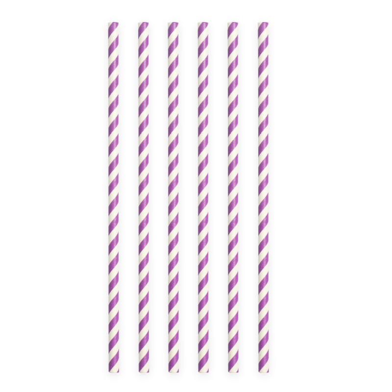 Pailles à boire Violet rayé, 20 pcs.