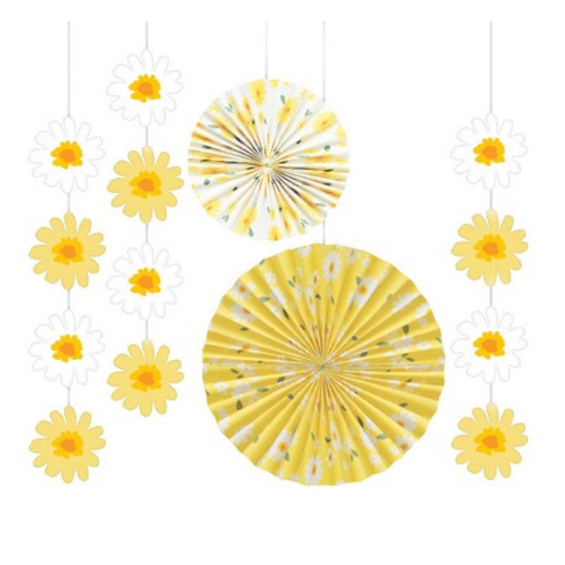Deko-Fächer Set Gänseblumen, 5 Stk.