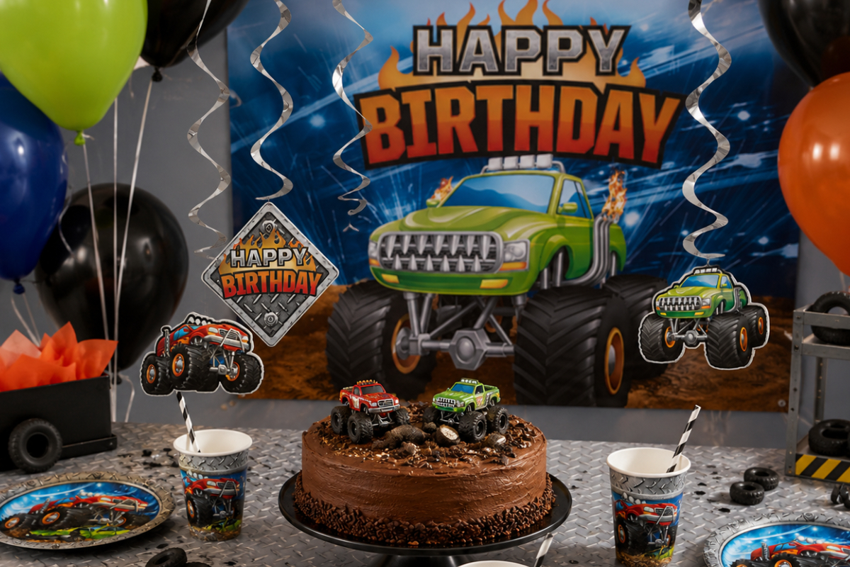 Geburtstag, Autokuchen, Monster Truck, Kuchendekoration, Partyzubehör