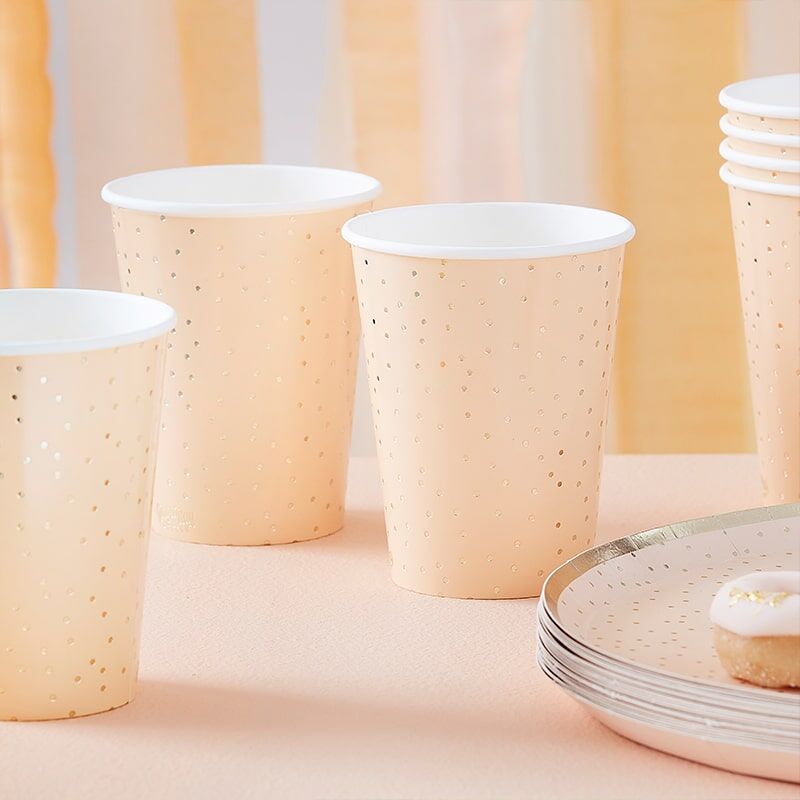 Kindergeburtstag-Partybecher_Pfirsich_Gold_8_Stk_1