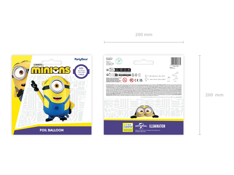 Minions, Foil balloon, Party decoration, Charakterballon, Gelb Blau