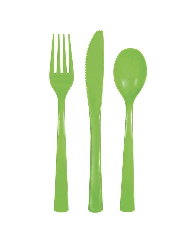 Besteckset, Gabel, Messer, Löffel, Grün