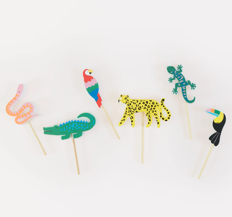 Tierfiguren, Tier-Accessoires, Papierfiguren, Stäbchen-Dekoration, Kinderparty