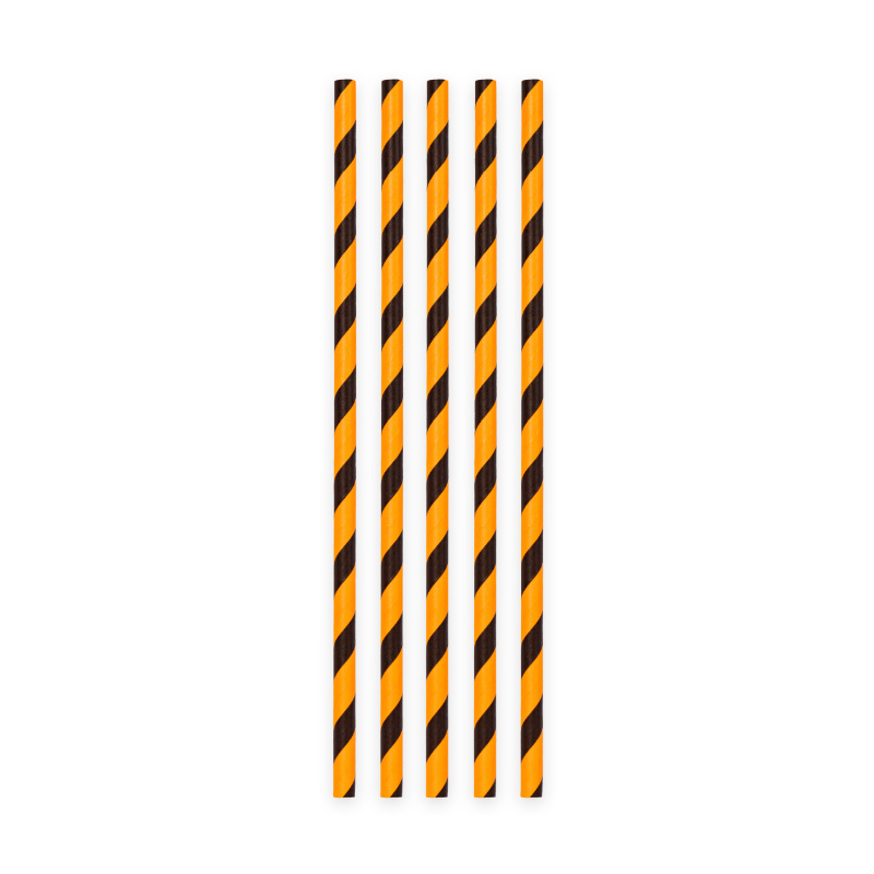 Pailles à boire noir et orange rayé, 20 pcs.