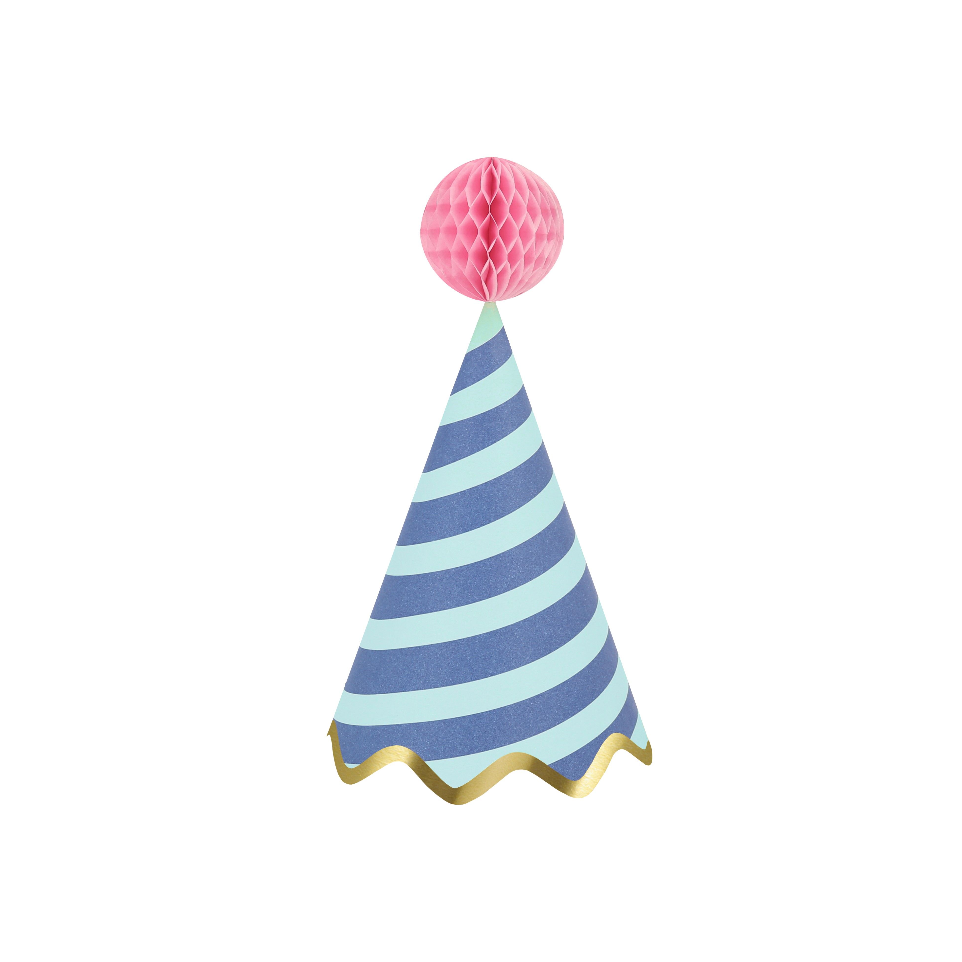 Partyhut, Konushut, gestreift, blau, pinkball