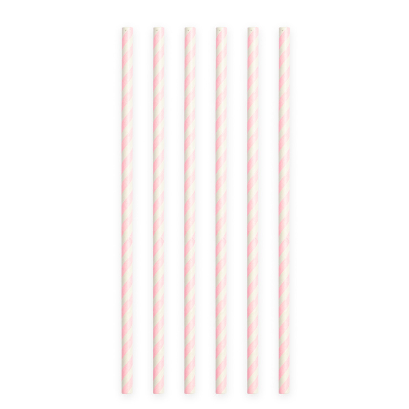 Pailles à boire Baby Pink rayé, 20 pcs.