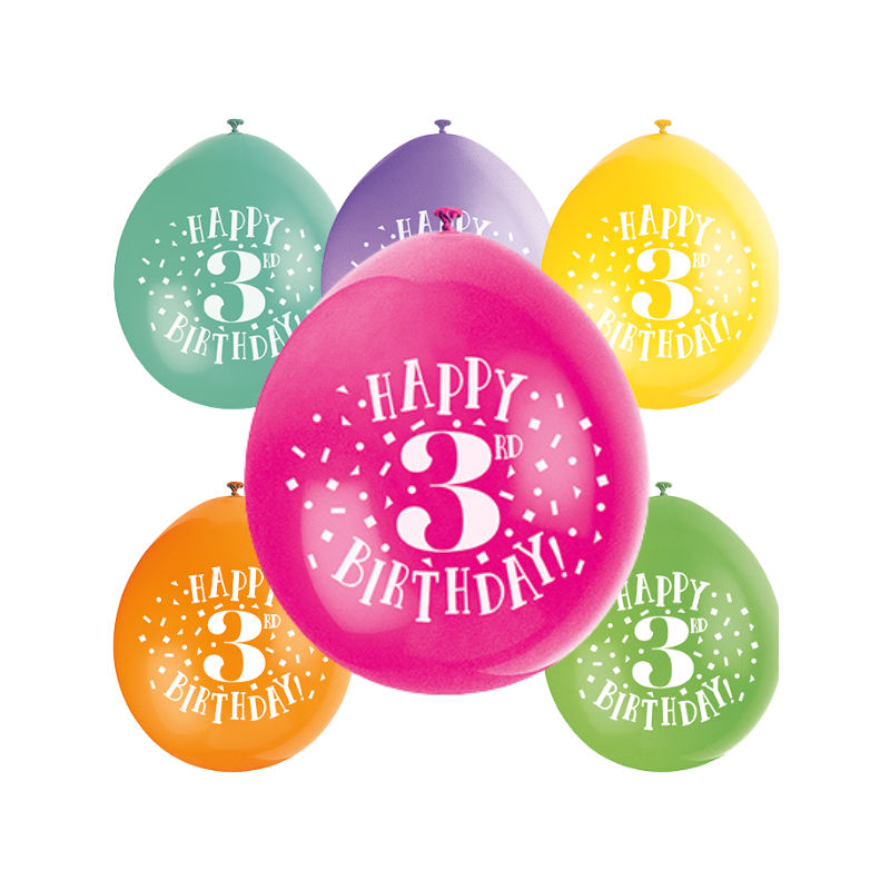 Luftballons 3. Geburtstag, 10 Stk.